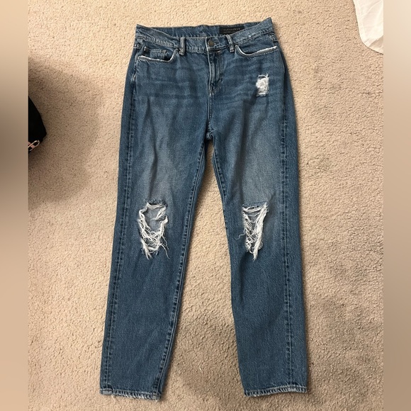 AllSaints Women’s size 29 distressed denim boyfriend jeans - Picture 1 of 3